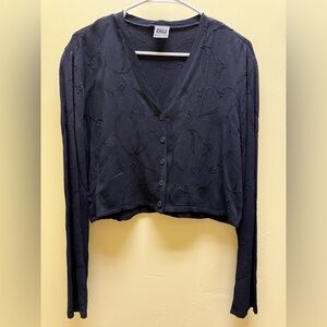 Vintage Johnny Was Collection Black Embroidered Button-Up Top/ Cardigan